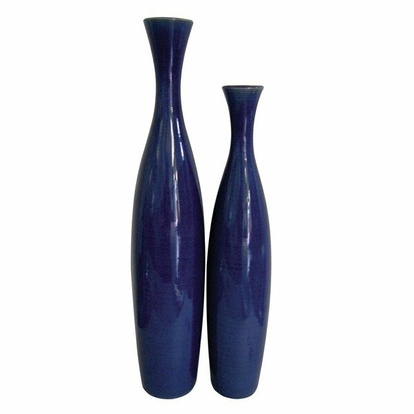 Howard Elliott Cobalt Blue Glaze Ceramic Vases - set Of 2 34053